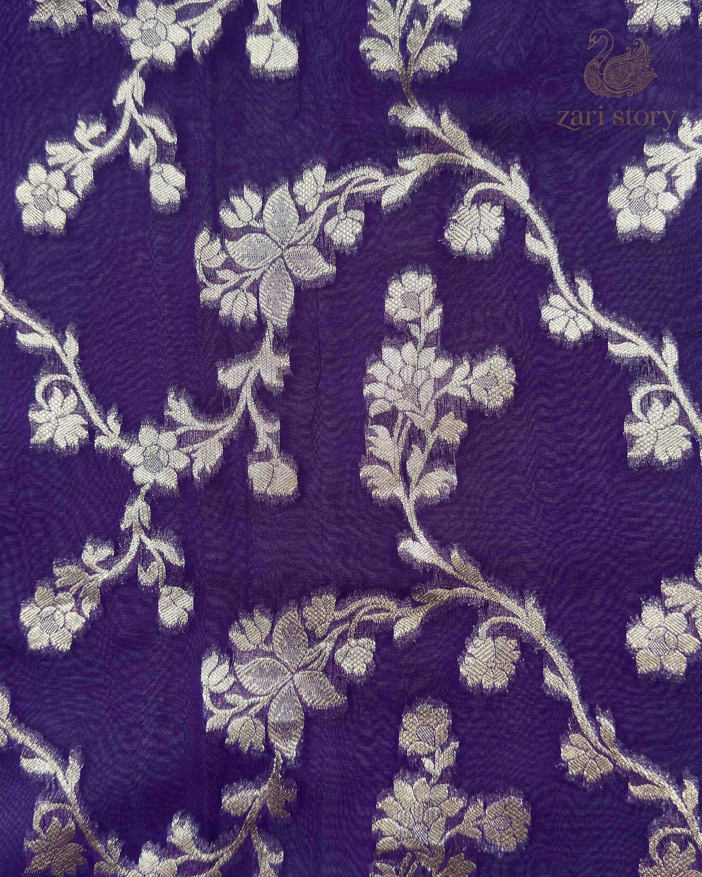 Royal Purple Floral Georgette Banarasi Saree