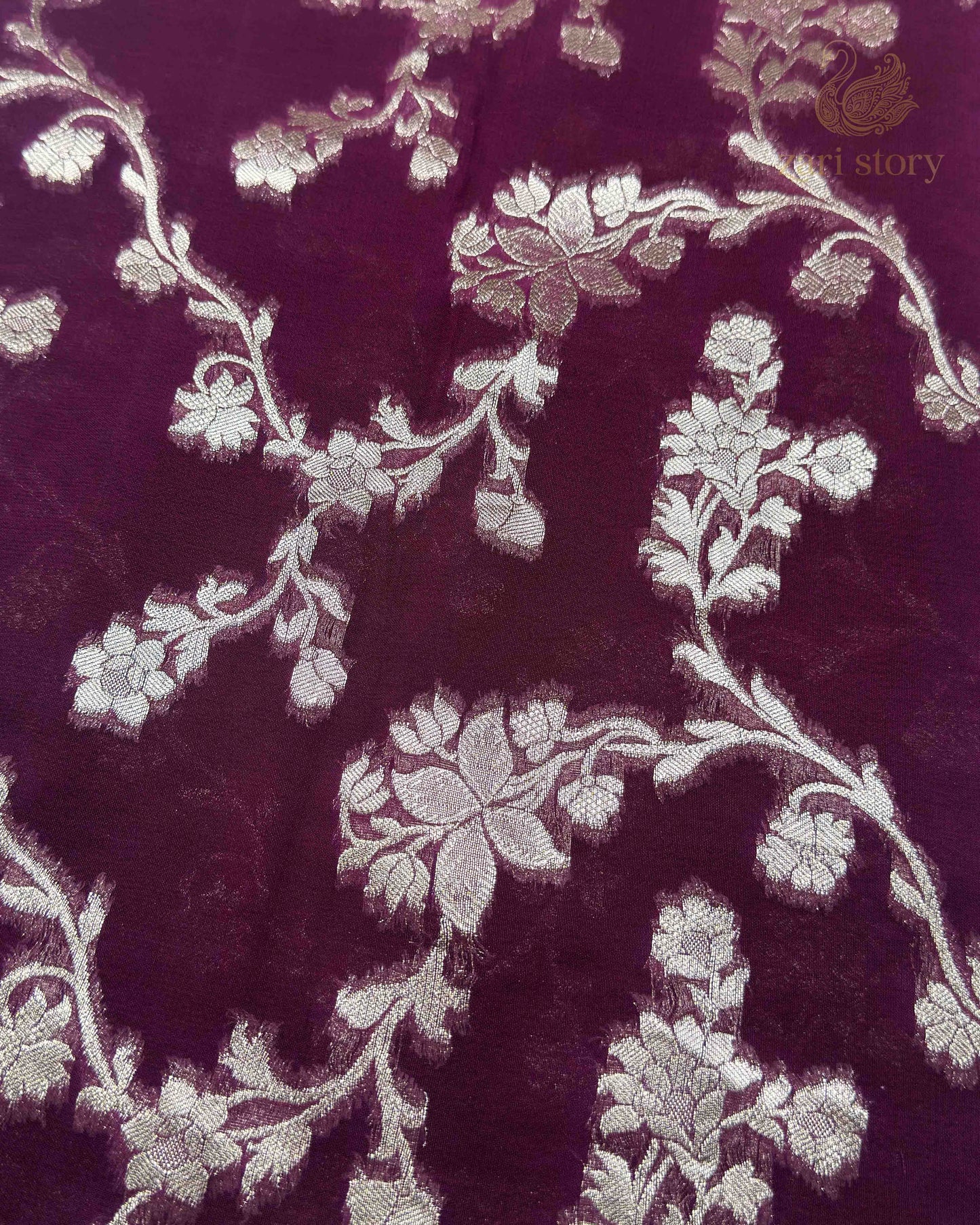 Wine Floral Georgette Banarasi Saree