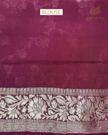 Wine Floral Georgette Banarasi Saree