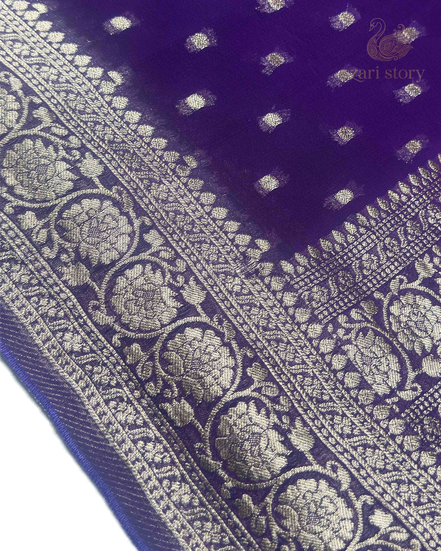 Royal Purple Butta Georgette Banarasi Saree