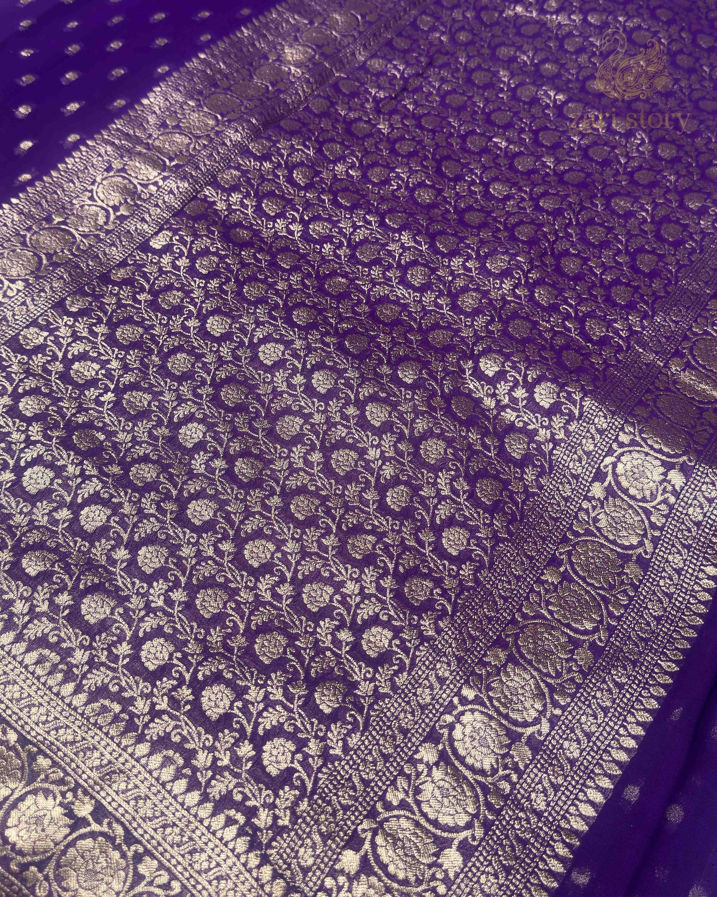 Royal Purple Butta Georgette Banarasi Saree