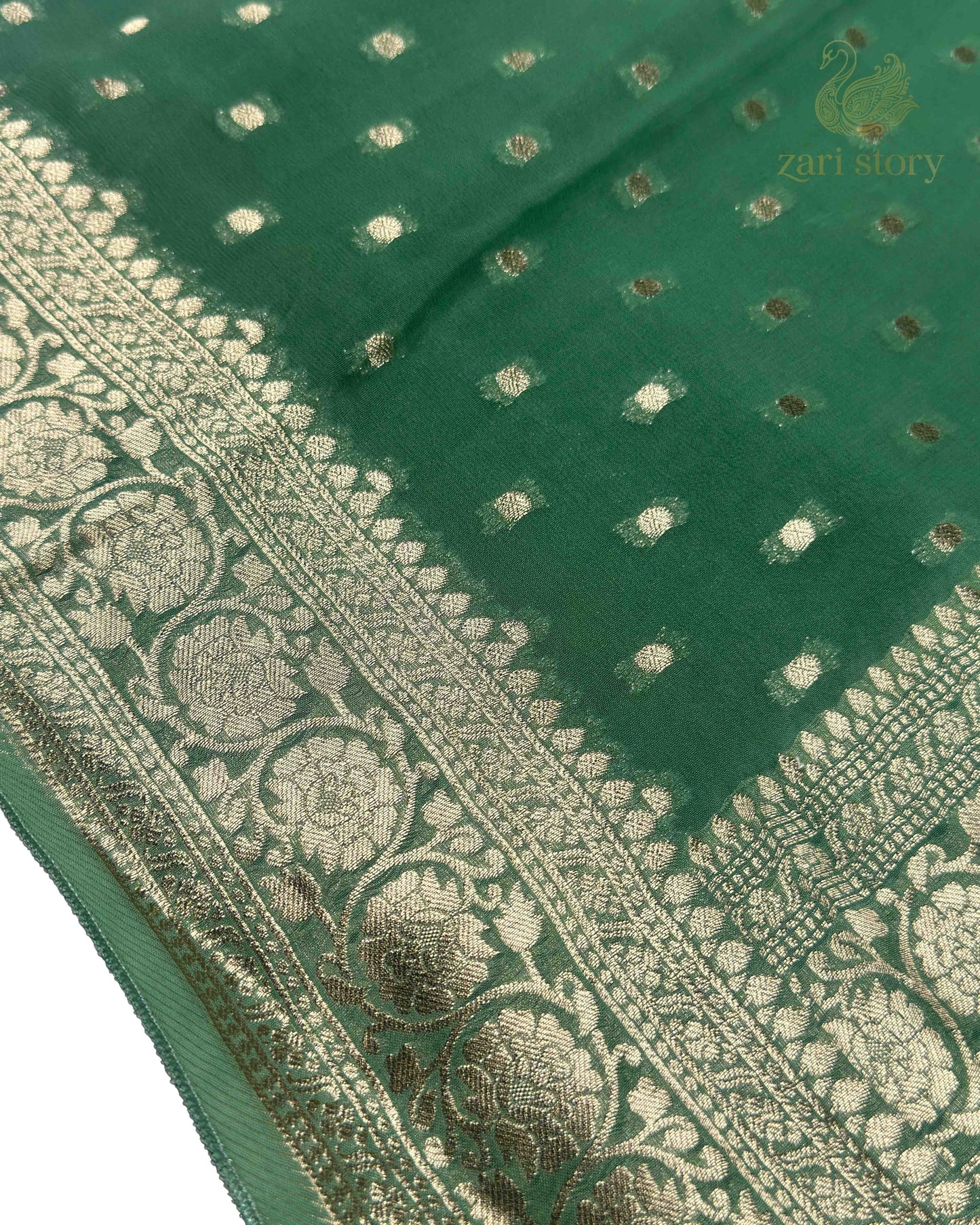 Mint Green Butta Georgette Banarasi Saree