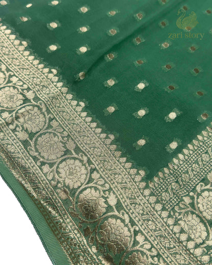 Mint Green Butta Georgette Banarasi Saree