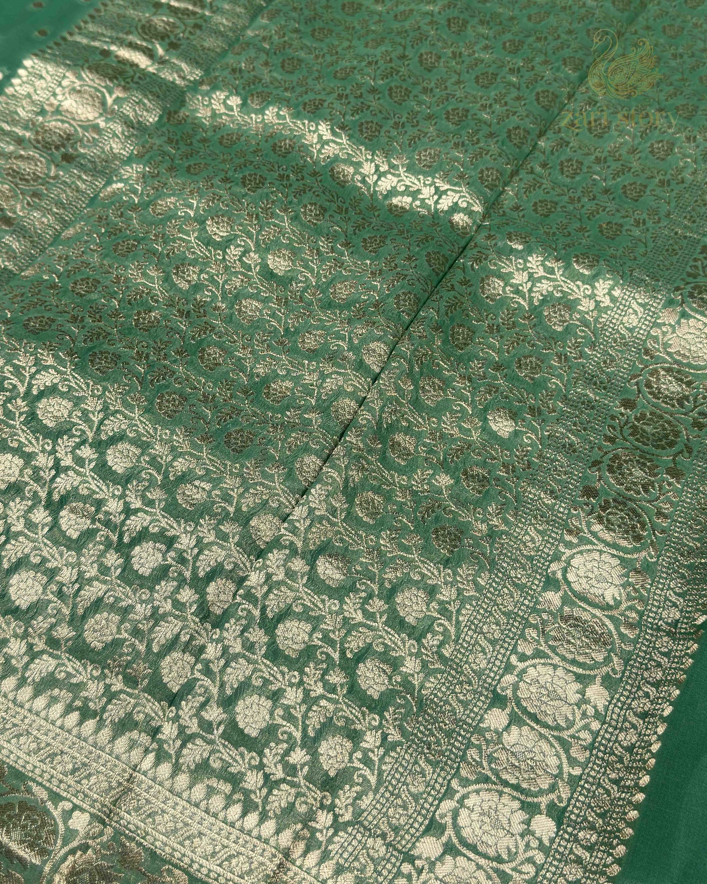 Mint Green Butta Georgette Banarasi Saree