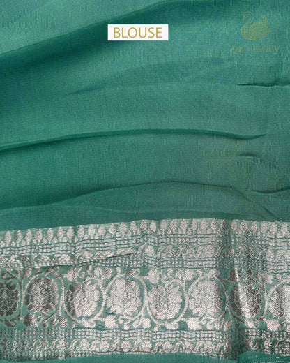 Mint Green Butta Georgette Banarasi Saree