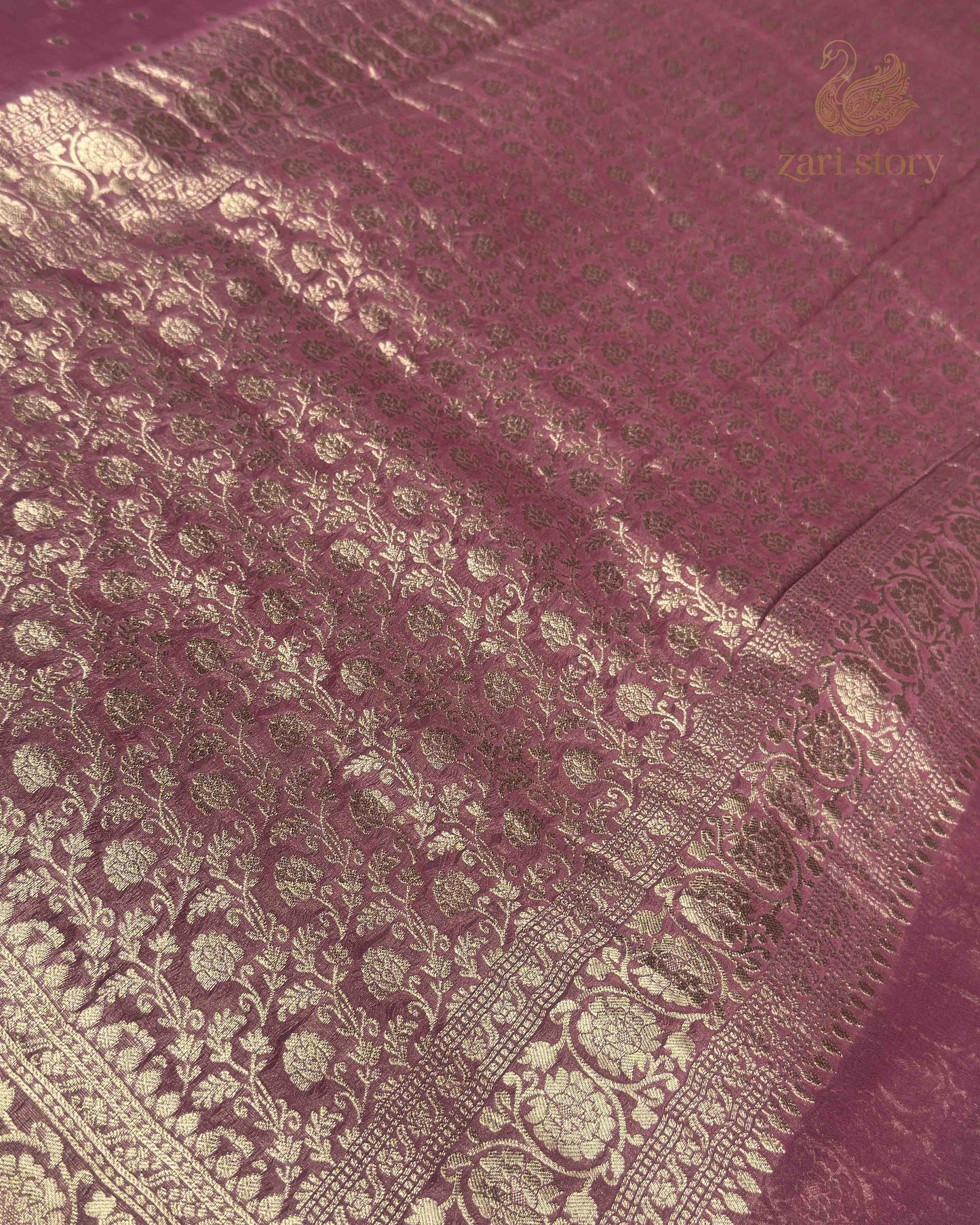 Dusty Mauve Butta Georgette Banarasi Saree