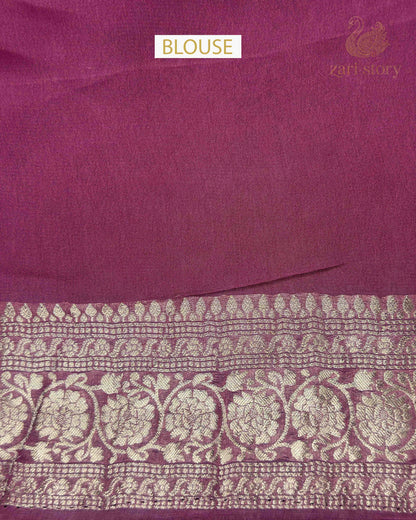 Dusty Mauve Butta Georgette Banarasi Saree