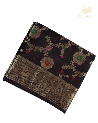 black meenakari soft silk semi
